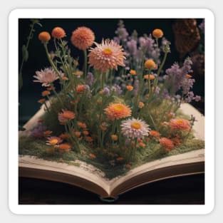 Flowers growing from book photo Sticker
